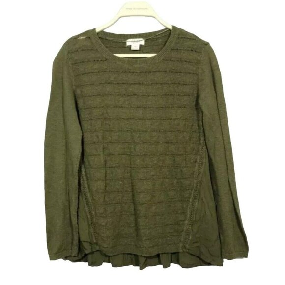 Style Co Sweater Women Size XS Green Army Olive Sheer Knit Hi Low Smock Crochet - Picture 9 of 10